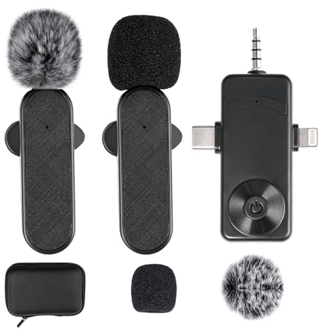Carehabi Micro Cravate pour interviews,enregistrements vidéo,Vlogs,Micro Cravate sans Fil avec Annulation de Bruit,Plug and Play,Microphone pour téléphones Portables Android,iPhones,Ordinateurs
