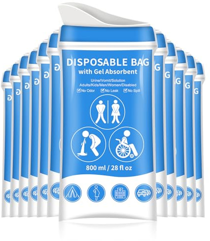 PEAKINGTECH Urinal Bags Gel Disposable for Travel: Pee Vomit Portable Emergency Toilet in Camping - Women Men (12)