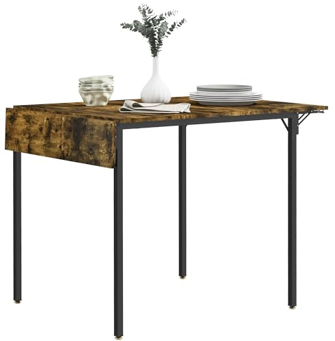 HOMCOM Table de Salle à Manger Pliante Extensible 2 Rabats Marron Rustique