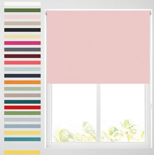 Barnes Blinds - Blackout Roller Blinds for Windows, Custom Cut to Size - Black Out Thermal Fabric Durable Fittings Easy Fit - Roller Blind (Baby Pink 61cm)
