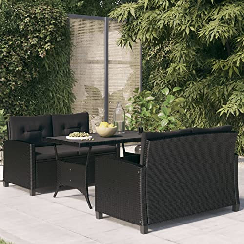 Somanki 3-TLG. Garten-Essgruppe mit Kissen Poly Rattan, Esstisch Mit Stühlen Set, Gartenmöbel Sitzgruppe, Balkon Möbel, Gartenlounge Set, Terrassenmöbel, Balkonmöbel Set - 3095249