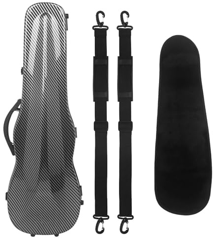 Professioneller Geigenkoffer 4/4 Violinkoffer Kohlefaser-Hartschale Superleichte Dreieckige Box Mit Hygrometer-Tragekoffer Violinbox(Carbon)