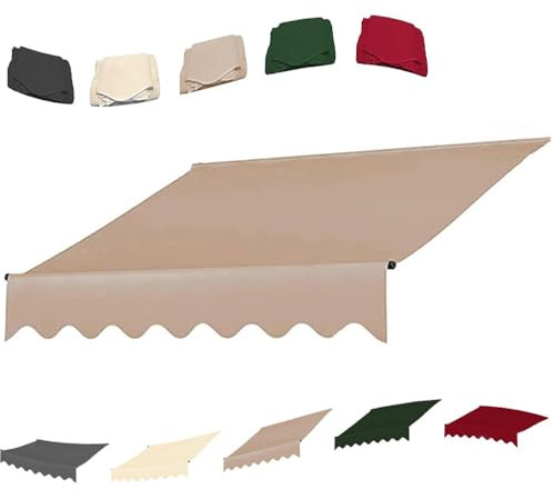 Generisch Tela de toldo retráctil de repuesto para jardín, toldo exterior, antracita, 2,0 x 1,52 m, compatible con toldo de sujeción de 300 cm y 400 cm.