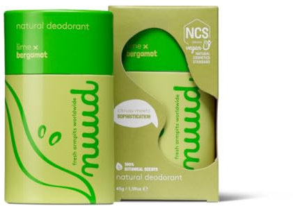 Nuud Stick Deo | 45 gram, NCS vegansk, 48 timmar, parfymfri, aluminiumfri, alkoholfri, unisex (lime och bergamot)