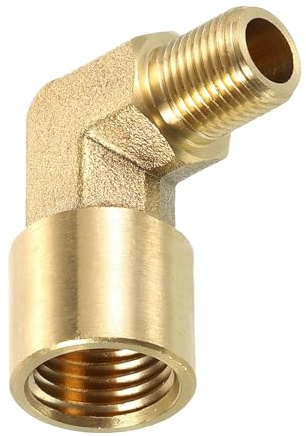 MACHSWON 1/4 Inch Female to 1/8 Inch Male Pipe Fitting, Brass L-Shaped Right Angle 90 Degree Elbow, Connector for Plumbing, Air, Gas, Fuel, Oil, 27x31mm