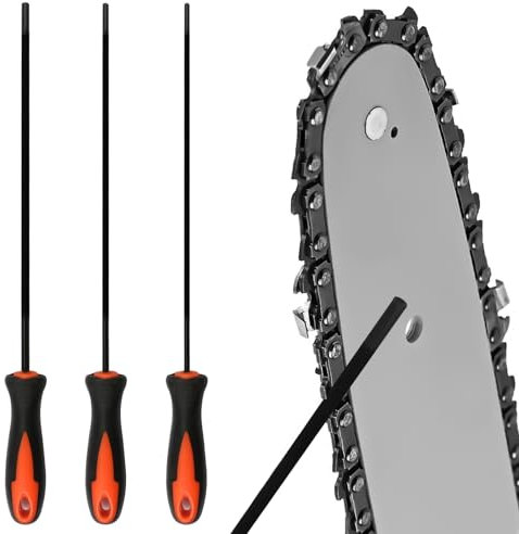 3 Piezas Limas Para Motosierra, Lima Afilar Motosierra con Asa, Afilador De Lima De Cadena, Limas Redondas Para Motosierras, Hay 3 Tamaños de 4,0 mm, 4,8 mm, 5,5 mm, Apto para Motosierra