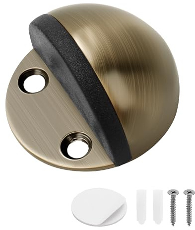 Self-Adhesive Door Stoppers for Floor, Floor Door Stop Mounted Half Moon, Oval Stainless Steel Floor Door Stoppers, with Screws and self-Adhesive with Glue for Hard Floor Glass(Bronze,1 Pcs)