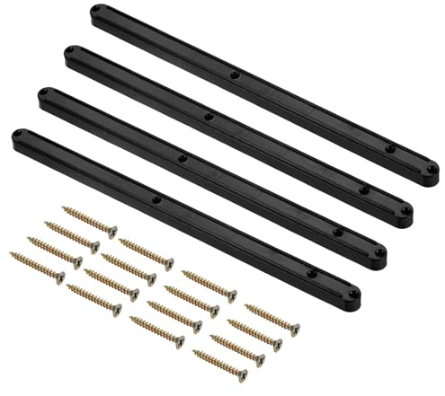 sourcing map Drawer Slides, 8Set 300mm - Plastic Drawer Rails with Screw, Side Mounted Grooved Guide Rail for Cabinet Bedside Table Wardrobe Dresser (Black)