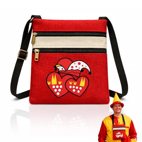 RAOPNHS Karneval Wurfbeutel Karneval Umhängetasche Köln Rot, Kleine Schultertasche Mit Reißverschluss, Praktische Tasche Für Karneval Kostüm, Straßenfest, Fasching & Festival Zubehör
