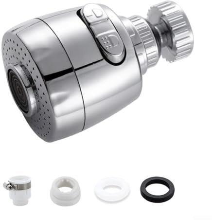 Posheliox Anti-Wasserspar-Gerät mit 360-Grad-Drehgelenk-Kopf, Edelstahl-Küchenarmatur-Luftsprudler Verlängerung und Spültisch-Mischaufsatz (7,5 cm + Adapter)