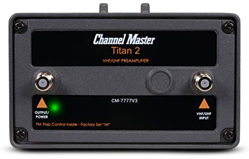 Channel Master Titan 2 High-Gain Preamplifier - TV Antenna Pre-Amplifier, 26dB Gain, Compatible with Non-Amplified TV Antennas, Increases Signal Strength, Indoor/Outdoor