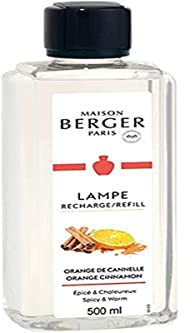 Maison Berger - Lampe Berger Fragrance Refill – 500ml Home Scent Oil for Catalytic Diffuser - Purifies Air & Removes Odors – Made in France – 40 Hours of Diffusion (Orange Cinnamon)