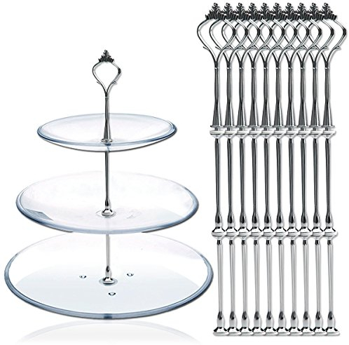 AKORD 10 x Sets 2 or 3 Tier Cake Fittings Silver Plate Stands (Plates not included)
