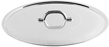 Pentole Agnelli FAMA2926 Flacher Deckel mit Griff, Rand und Brücke, schwere Ausführung aus BLTF-Aluminium, poliertes Silber, 26 cm