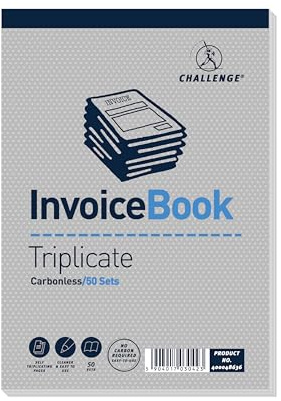 Challenge Fatture con carta copiativa, 210 mm x 130 mm Blocco per fatture in triplice copia Confezione da 5 Libro per fatture in triplice copia