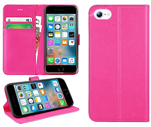 For iPhone SE 2022/SE 2020/8/7 Case Flip Wallet [Card Holder] | Magnetic Closure, Kickstand, PU Leather Phone Cover 4.7 inch, PINK