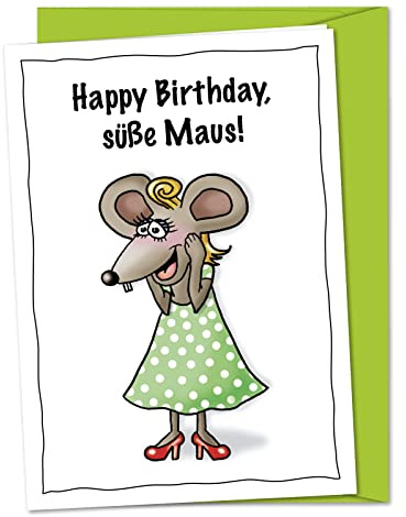 bernsteinfee-CARDS Geburtstagskarte Süße Maus, Glückwunschkarte zum Geburtstag für Tochter, Enkelin, Freundin, Ehefrau, Kollegin, Cousine, Nichte - XL Geburtstagsgrüße inkl. Umschlag