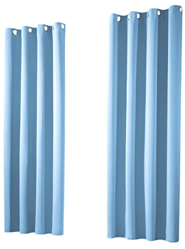 heimtexland ® 1 Paar Thermo- Verdunklungsgardinen Ösenschal Vorhänge Verdunkelnd Isolierend Blickdicht Verdunkelungsvorhänge HxB 245x135 Hellblau Typ139