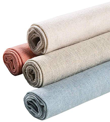 Leinenstoff 4Pcs Aida Stoff Kreuzstich Stoff Weiß Natur Leinen Nähstoff 50cm Stickerei Leinenstoff für die Herstellung von Kleidungsstücken Basteln Nadeln Stickerei Dekoration und Tischdecke