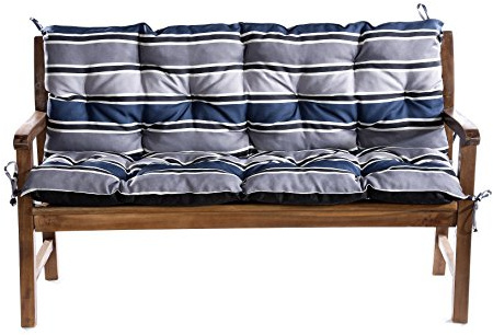 Gutekissen® Bankkissen, Sitzkissen, Gartenkissen, Steppkissen, Doppelkissen, Sitzmöbel, Gartenschaukel, Gartenmöbel L (120x60x50, Blau-grau 2)
