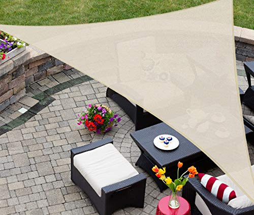 ASTEROUTDOOR Sonnensegel, dreieckig, 40,6 x 40,6 x 40,6 cm, UV-Schutz, für Terrasse, Hinterhof, Rasen, Garten, Outdoor-Aktivitäten, cremefarben