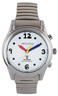 Verbalise Ladies Radio Controlled Talking Watch with Date, Alarm and Silver Expanding Strap
