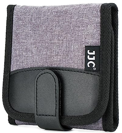 JJC 4-Pocket Camera Filter Case for Round Lens Filters Up to 82mm | Foldable Filter Pouch, Polyester Exterior, Neoprene Interior Protective Storage Bag, with Microfibre Cleaning Cloth