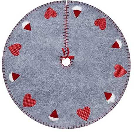 Mocraft Coperta rotonda in feltro – protezione contro aghi di abete – base per albero di Natale con motivo Babbo Natale – grigio
