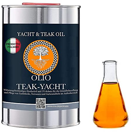 OLIO TEAK NATURAL OIL&WAX, protezione UV di mobili e pavimenti pietra naturale e BARCHE E YACHT, incolore - naturale (INCOLORE 5 Litri)