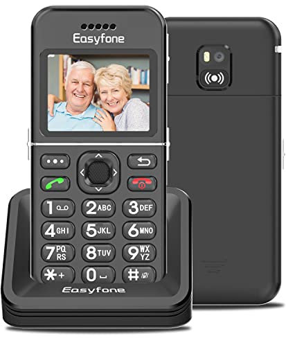 Easyfone T100 4G SIM-Free Big Button Mobile Phone for Seniors, Easy-to-Use Clear Sound Cell Phone with SOS Button, 1500mAh Battery and Convenient Charging Dock (4G)