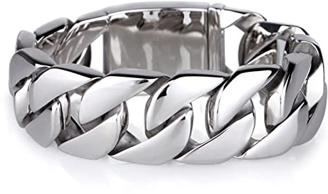 Beydodo Armbänder Edelstahl Silber 21-23CM, Herren Armband Panzerarmband Breit 20MM mit Steckschließe Freundschaftsarmband Silber Armband für Charms