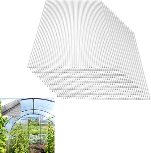 VA-Cerulean 14xPolycarbonat Hohlkammerstegplatten,Transparente Polycarbonat-Platte, 10,25 m²,UV-beständigen Doppelstegplatte Stegplatte Gewächshausplatte für Gewächshaus Garten
