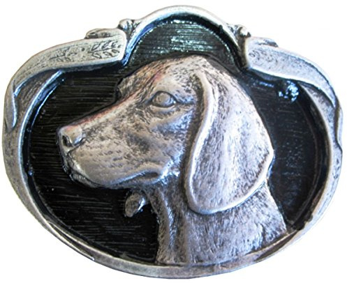 BELTINGER Gürtelschnalle Jagdhund Deutsch Kurzhaar 4,0 cm | Buckle Wechselschließe Gürtelschließe 40mm Massiv | für Jagd-Outfit | Altsilber