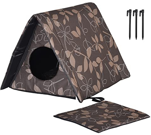Katzenhaus Für Draußen Winterfest - Katzenhöhle Katzenbett Outdoor Mit Abnehmbarem Matte - Wasserdicht Und Warm Faltbar Hundehaus - Katzenzelt Haustierhaus Für Kleine Katzen Häuser (S,Stil A)