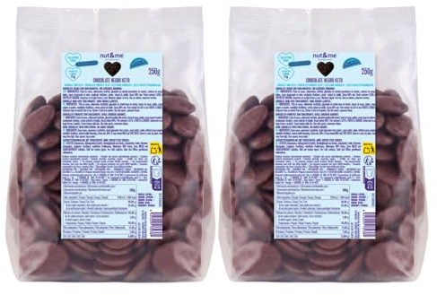 Gotas de chocolate negro KETO 500 gr nut&me | Vegetariano | Sin gluten | Sin azúcares añadidos | Sin OGM | Pack 2 x 250 gr