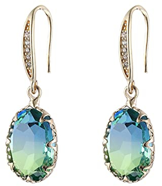 Bishilin Ohrhänger Damen Vergoldet, Ohrringe Hängend mit Grün Zirkonia Gold Ohrringe Nickelfrei für Mädchen