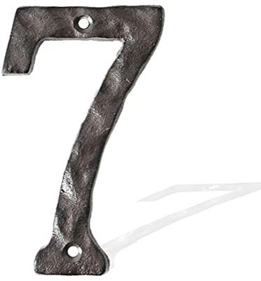 Numeri civici in ghisa in metallo, numero di casella postale, 15,5 cm, robusta targa in rilievo pesante, per interni ed esterni, da appendere a parete, lettere decorative, numeri da 7
