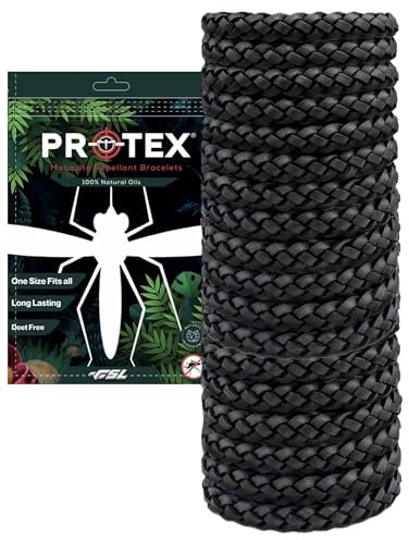 18 Black Insect Repellent Bracelets, Adjustable Leather Deet-Free Wrist Bands, Effective Protection, Insect Mosquito Repeller Bands for Adults & Kids, Resealable 18 Pack.