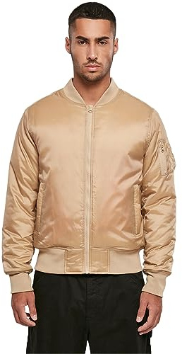 Build Your Brand Herren Jacke Bomber Jacket, Bomberjacke für Männer, leichte Sommerjacke, Unionbeige, L
