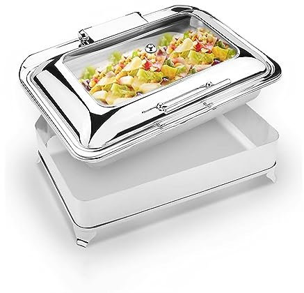 Scaldavivande Elettrico Professionale, 1/2/3 Griglia Buffet Scalda Set Vassoio con Copertura In Vetro Visibile, Chafing Dish Acciaio Inossidabile per Buffet Banchetti Feste Catering Eventi(Size:full s