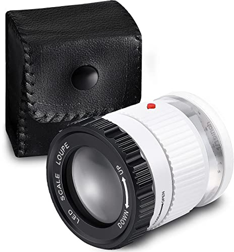 Zalati Lente d'ingrandimento 30X con lunghezza focale regolabile e luce LED UV per gioielli, tessuti, monete, francobolli, targhe, gemme - Bianco'