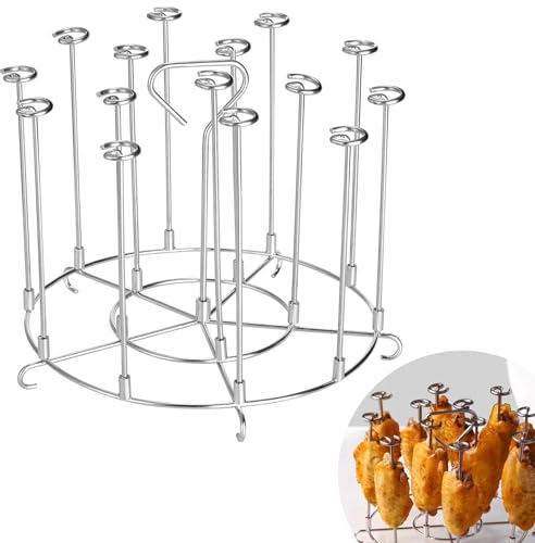 Marstey Skewer Stand, 15-in-1 Stainless Steel Air Fryer Skewer Rack for 8 Quart Ninja Air Fryer Accssories, Vertical Skewers Holder for Kitchen Cooking BBQ