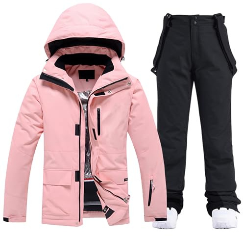 HOTIAN Giacca e Pantaloni da Sci da Donna,2 pezzi, set da sci da donna,impermeabile,antivento,invernale,caldo,sci, neve,set da snowboard
