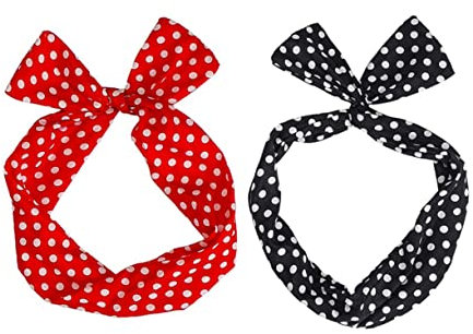 Housoutil Elastische Breite Haarbänder Für Damen 2 Stück Mit Gepunktetem Chiffon Weiches Cross Stirnband Für Sport Yoga Und Alltag Modischer Haarschal in Schwarz Weiß Und Rot Weiß