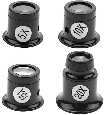 Yheonver 4 STÜCKE Lupe VergrößErn Brillen Lupen Set 5X 10X 15X 20X Uhr Reparatur Lupe Lupe Set Lupe VergrößErn für Uhren Schmuck