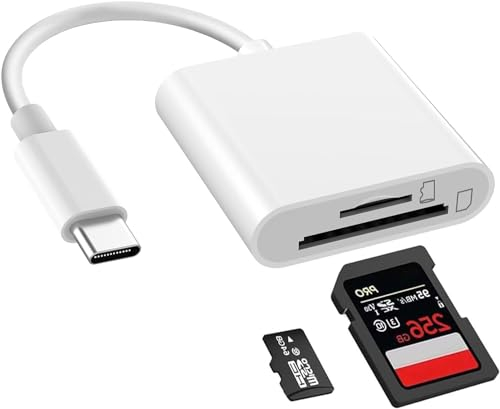 Lettore Schede SD per iPhone Lettore Schede USB C, Adattatore Schede SD per iPhone con Scheda SD/Micro SD, Lettore Schede Memoria per iPhone 15, Mac, iPad Pro Air 2020/2021, Galaxy S21/S22/S23, Xiaomi