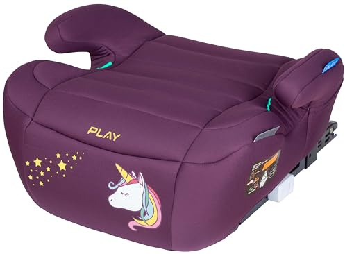 Play Three Fix. Elevador coche Grupo 3 para niños de 6-12 años, 125-150 cm con isofix. Extra Cómodo. Unicorn