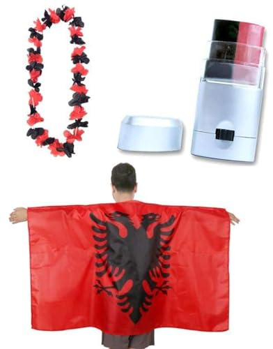 Sonia Originelli Fan-Set Albanien Fan-Set 11 - Albanische Fanartikel EM WM Fußball Party Karneval