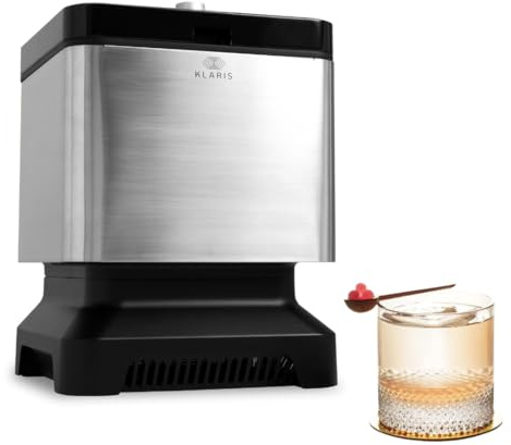 Klaris Clear Ice Maker, 4 Large 2-Inch Ice Cubes for Whiskey & Cocktails | Klaris Clear Ice Maker, Stainless Steel Shell, Reusable Ice Tray, Slow-Melting Ice, Ready in 8–12 Hours