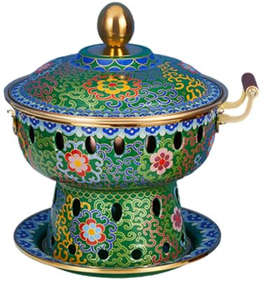 OYWEHECE Einzelne Person, Kleiner Kupfertopf, Alter Pekinger Kleiner Dicker Kuh-Hot Pot, Chinesischer Traditioneller Cloisonné-Hot Pot, Kommerzieller Alkoholanteil, Roter Kupfer-Hot Pot,M